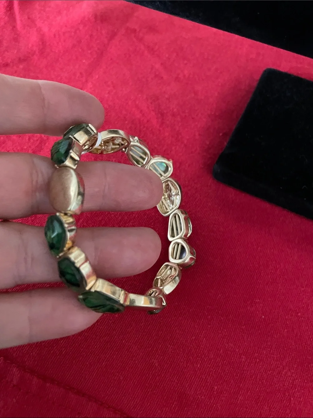 Macy's Green Abalone-Style Faceted Stretch Bracelet
